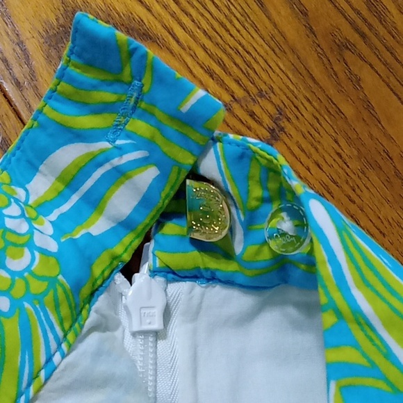 LILLY PULITZER Womens 4 FLORAL SKIRT Used Preowned COTTON FLOWERS Summer Seaweed - Picture 10 of 10